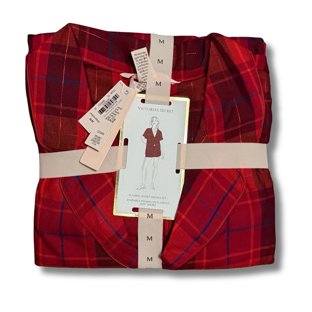 Victoria’s Secret Red Plaid Flannel Short Pajama Set (Medium)